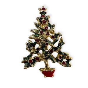 Vintage Christmas tree enamel brooch Star stopper for the holidays